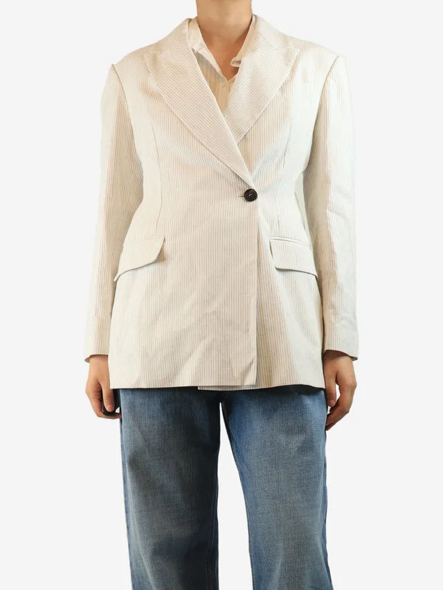 Brunello Cucinelli White striped blazer - size UK 10 in White from Sign of the Times