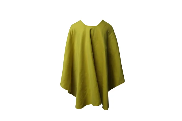 Ermanno Scervino Wide Sleeve Cape-Coat in Yellow Wool in Yellow, photo 2 of 6 from ShopSimon