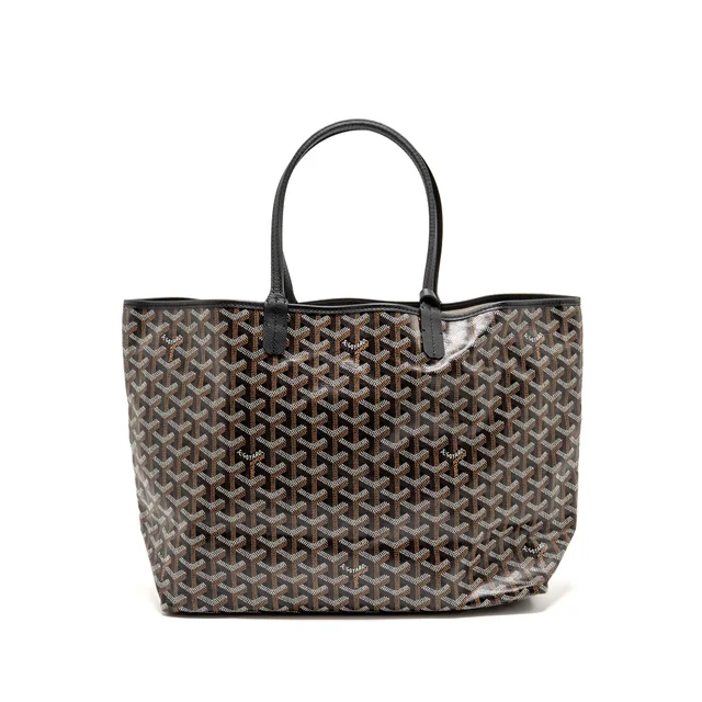 Goyard Saint Louis pm tote bag goyardine canvas / calfskin black SHW in Black Calfskin from EMIER