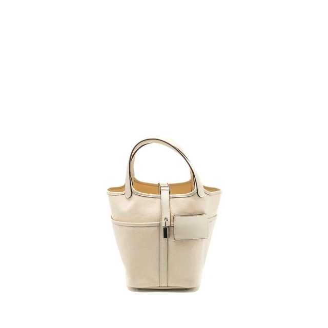 Hermès cargo picotin 18 lock bag canvas / swift nata SHW stamp U in Swift leather from EMIER