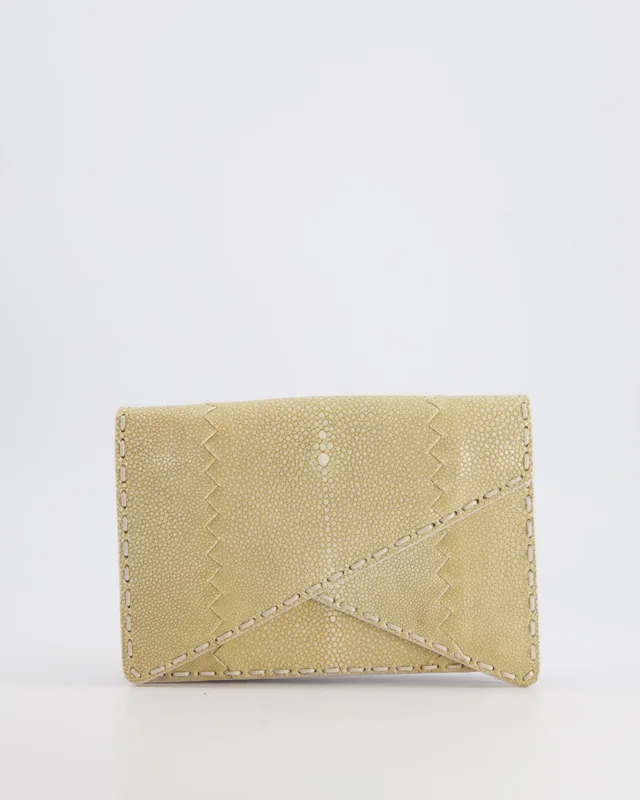Bottega Veneta Beige Stingray Envelope Double Flap Clutch Bag in Beige from Sellier