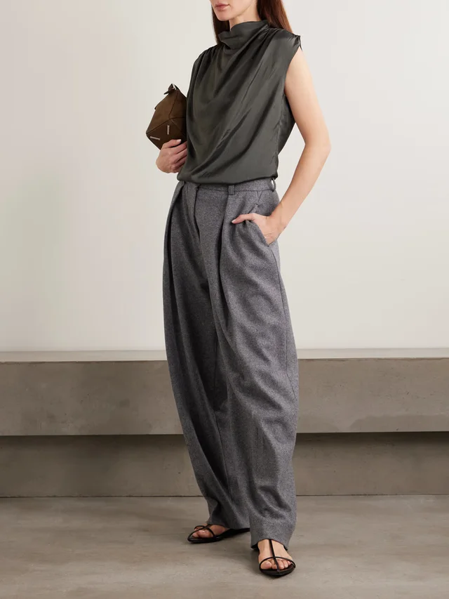 KALLMEYER Penny draped satin top in Grey, photo 2 of 2 from NET-A-PORTER (Canada)