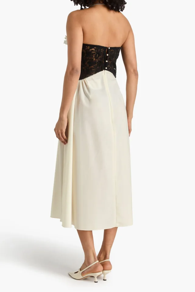 Kika Vargas Nelida Strapless Floral-Appliquéd Guipure Lace and Woven Midi Dress, photo 3 of 4 from THE OUTNET