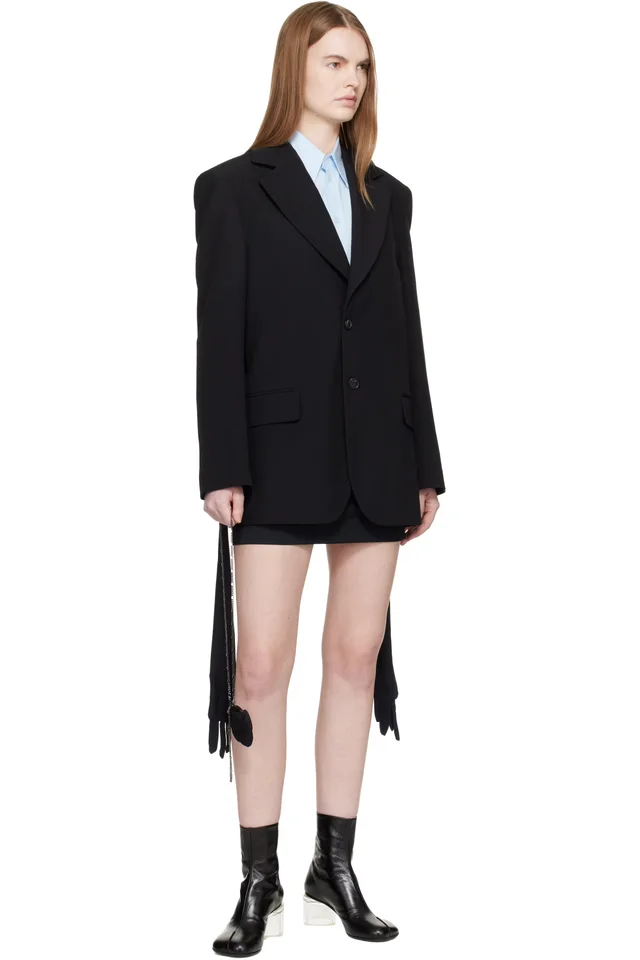 MM6 Maison Margiela Black Wool-Blend Blazer, photo 4 of 4 from SSENSE
