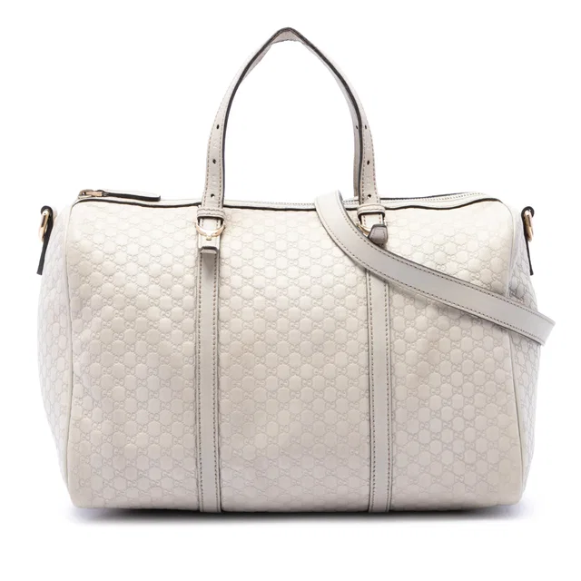 White Gucci Microguccissima Nice Boston Bag Satchel in White Leather from Designer Revival