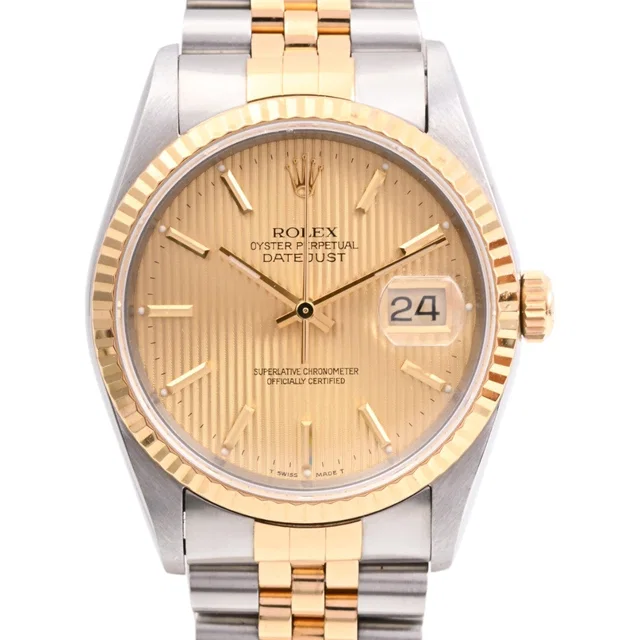 Rolex Circa 1991 Tapestry Face Datejust 36mm 16233 Automatic Champagne from VINTAGE QOO TOKYO