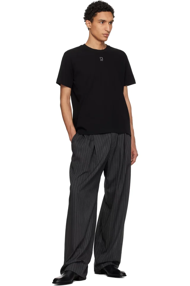 WOOYOUNGMI Black Front Logo Slim Fit T-Shirt, photo 4 of 4 from SSENSE
