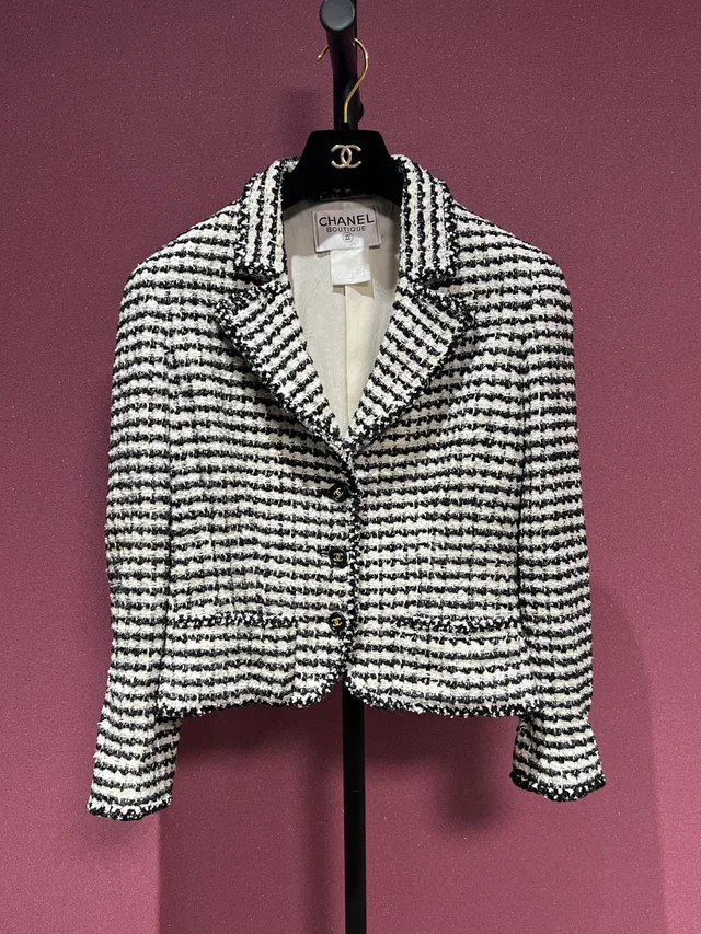 Chanel 1997 Bw Herringbone Jacket 42 from Luxury Promise