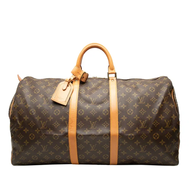 Brown Louis Vuitton Monogram Keepall 55 Travel Bag in Brown Coated canvas from Designer Revival