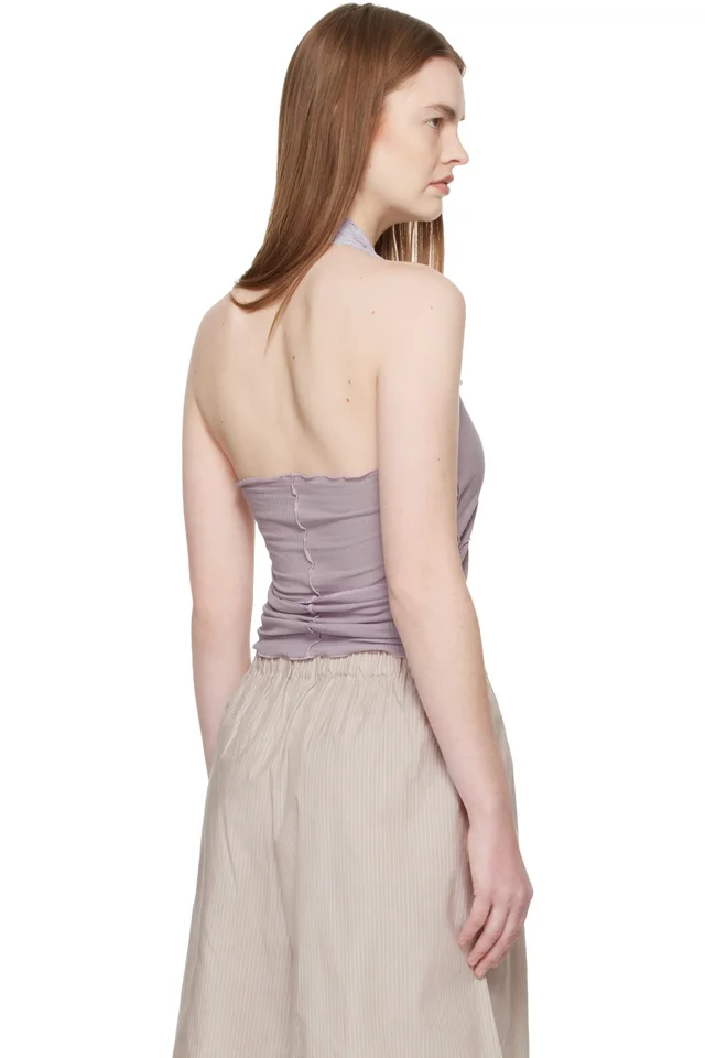 Baserange Purple Nehru Halter Top, photo 3 of 4 from SSENSE