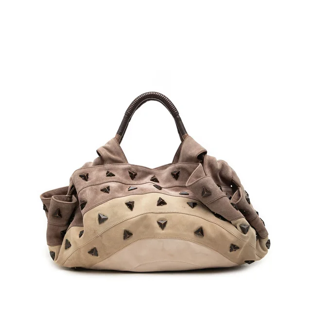 Brown LOEWE Studded Suede Aire Handbag in Brown Suede from Designer Revival