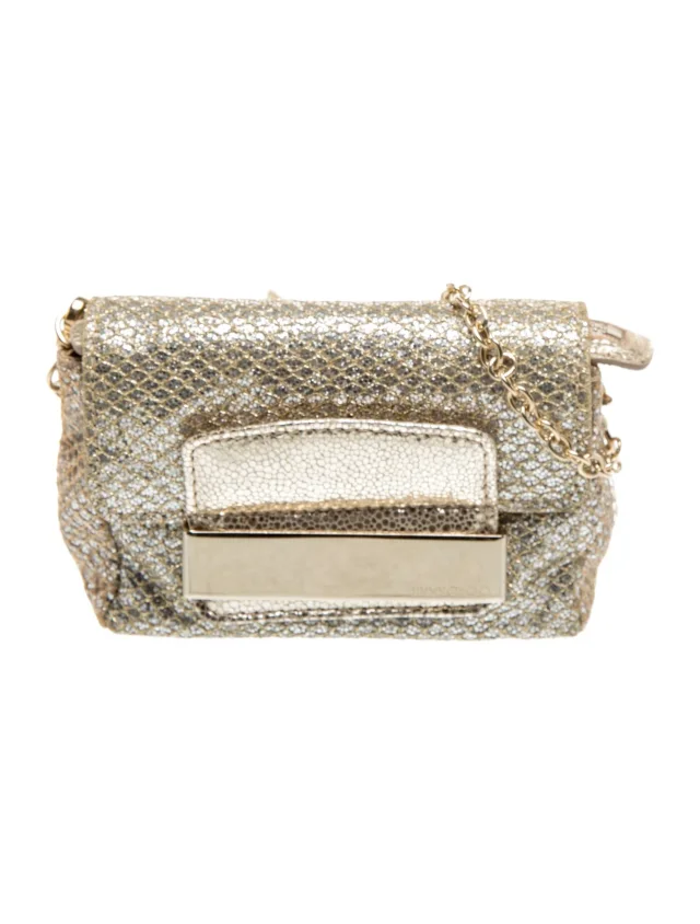 Jimmy Choo Glitter Shoulder Bag in gold Canvas from The RealReal