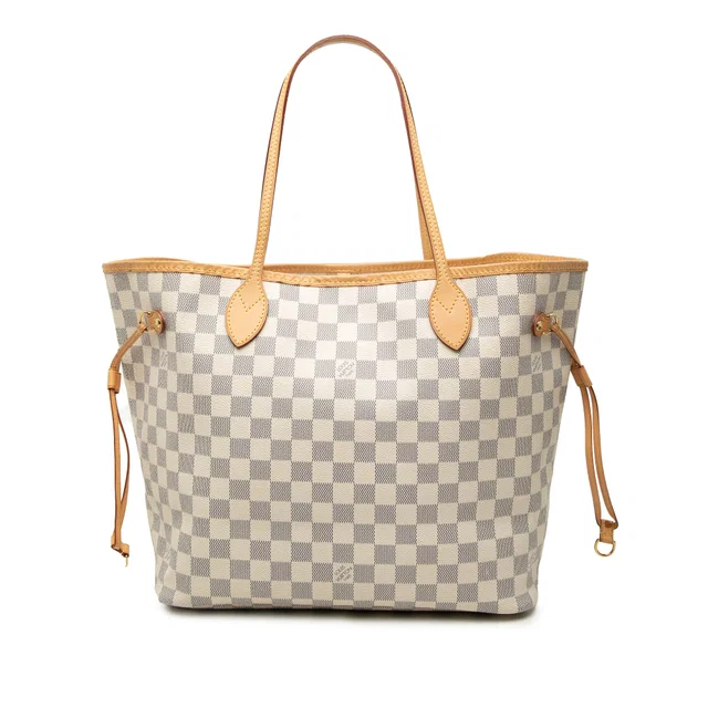 White Louis Vuitton Damier Azur Neverfull MM Tote Bag in White Canvas from Designer Revival, photo 1 of 1
