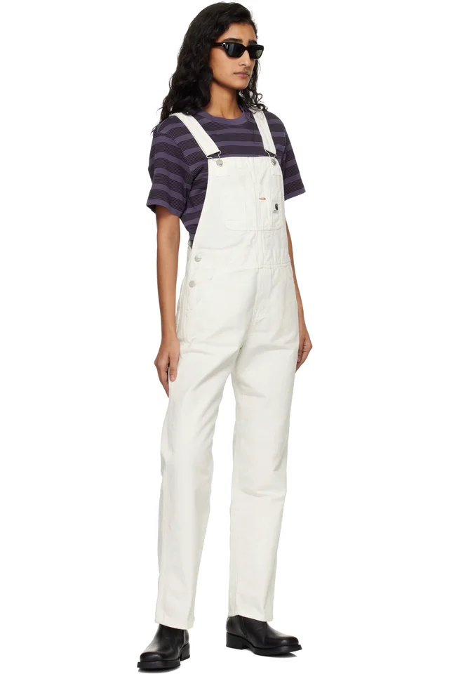 Carhartt Work In Progress White Bib Straight Overalls, photo 4 of 4 from SSENSE