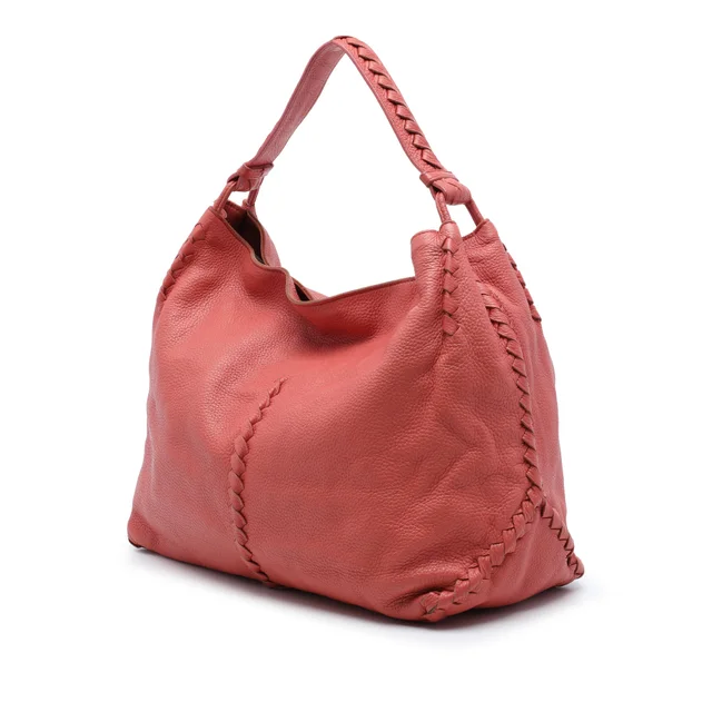 Red Bottega Veneta Large Intrecciato Trimmed Washed Cervo Deerskin Hobo in Red Woven leather from Designer Revival, photo 2 of 2