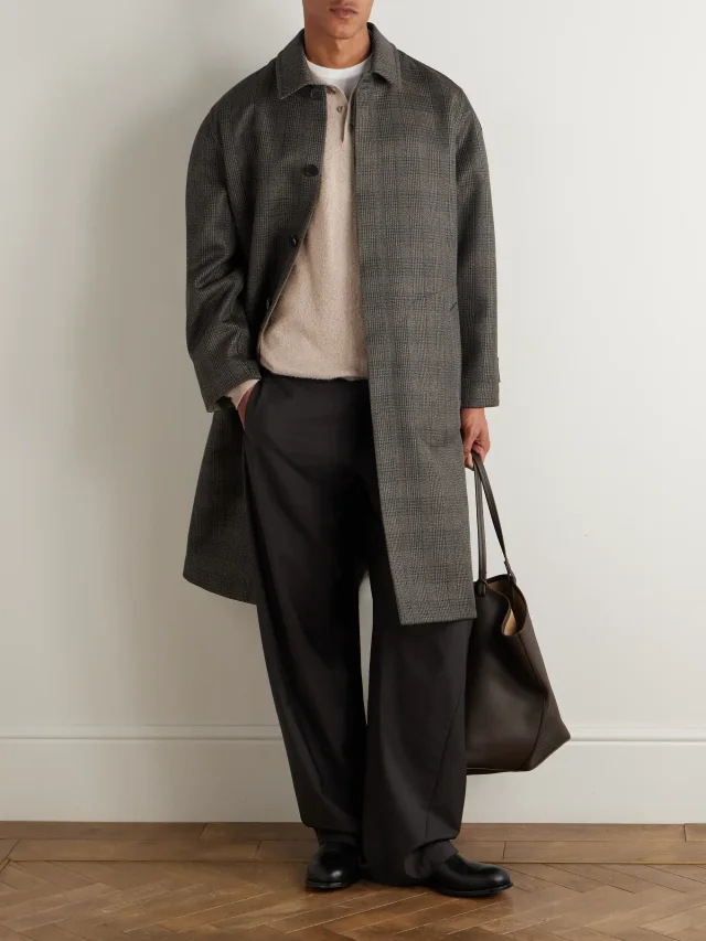 THE ROW Palo Prince of Wales Checked Virgin Wool and Silk-Blend Coat $7,900 50% off $3,950 in Black, photo 2 of 2 from MR PORTER