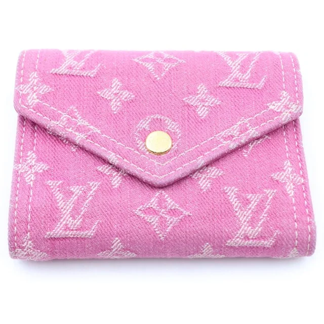 Louis Vuitton Monogram Denim Fuchsia Portefeuille Victorine Compact Wallet in Pink Denim from The Reluxe