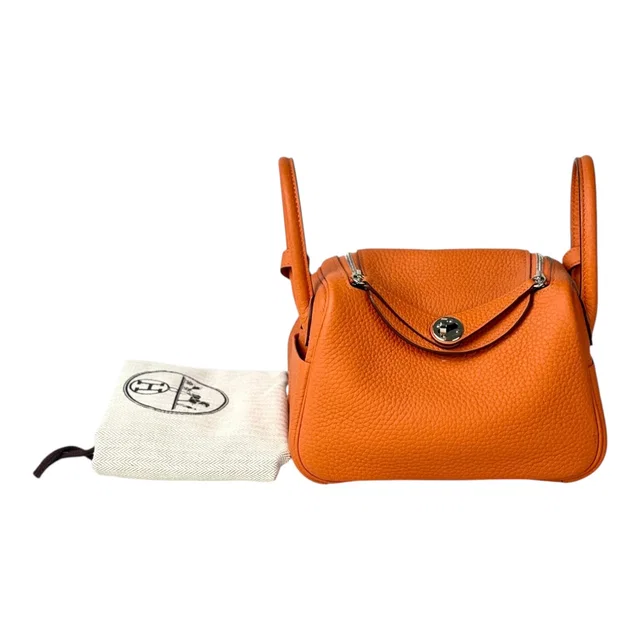 Hermès Orange Lindy Mini Bag in Clemence Leather in Orange Clemence leather from Luxury Promise