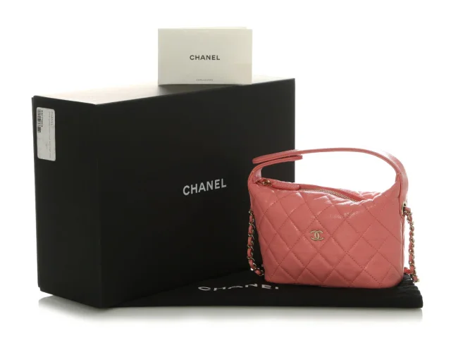 Chanel Small Pink Quilted Caviar Hobo Clutch in Pink Caviar leather from Ann's Fabulous Finds, photo 2 of 10
