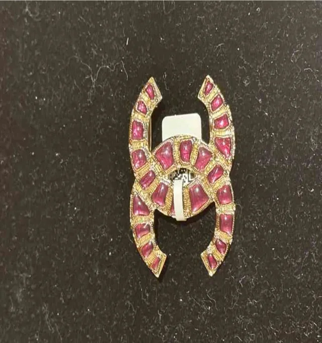 Chanel 2019 Egyptian Purple Double C Brooch (Medium) in Purple from Luxury Promise
