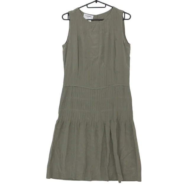 Chanel Dress 100% Silk CC Logo in Green Silk from The Reluxe
