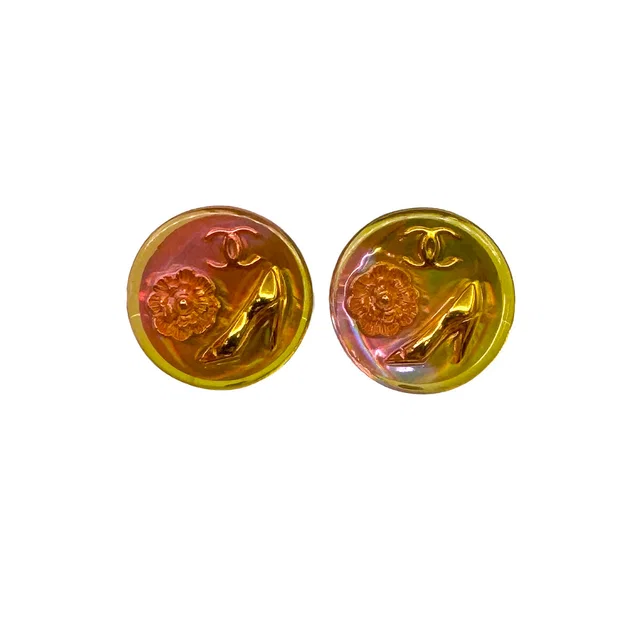 Chanel Vintage Icon Earrings Cocomark Clear Gold Accessory 97P in Gold from Luxury Promise