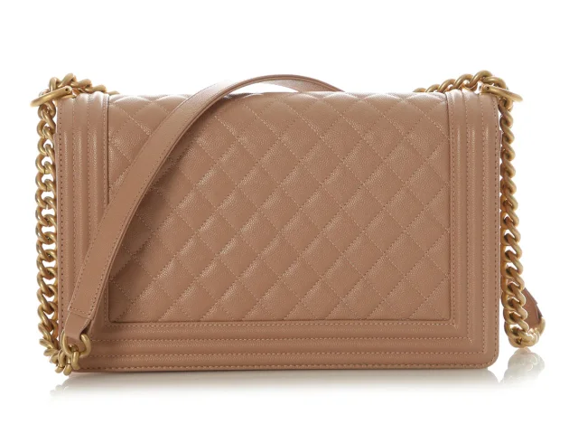 Chanel New Medium Beige Quilted Caviar Boy Bag in Beige Caviar leather from Ann's Fabulous Finds, photo 5 of 10