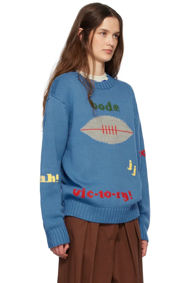 Bode Blue Spirit Sweater, photo 2 of 4 from SSENSE
