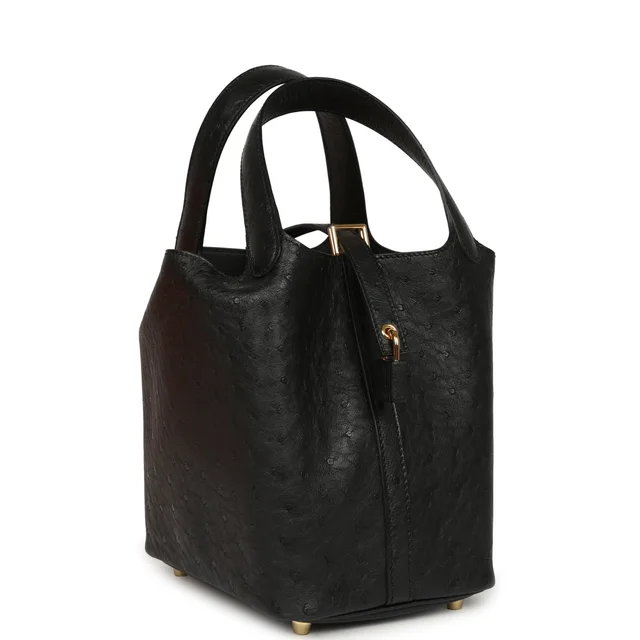 Hermès Picotin Lock 18 Black Ostrich Gold Hardware in Black Ostrich from Madison Avenue Couture, photo 2 of 2