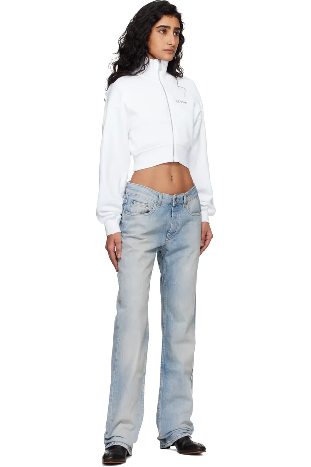 Off-White White Arrow Glowing Flower Crop Zip Jacket, photo 4 of 4 from SSENSE