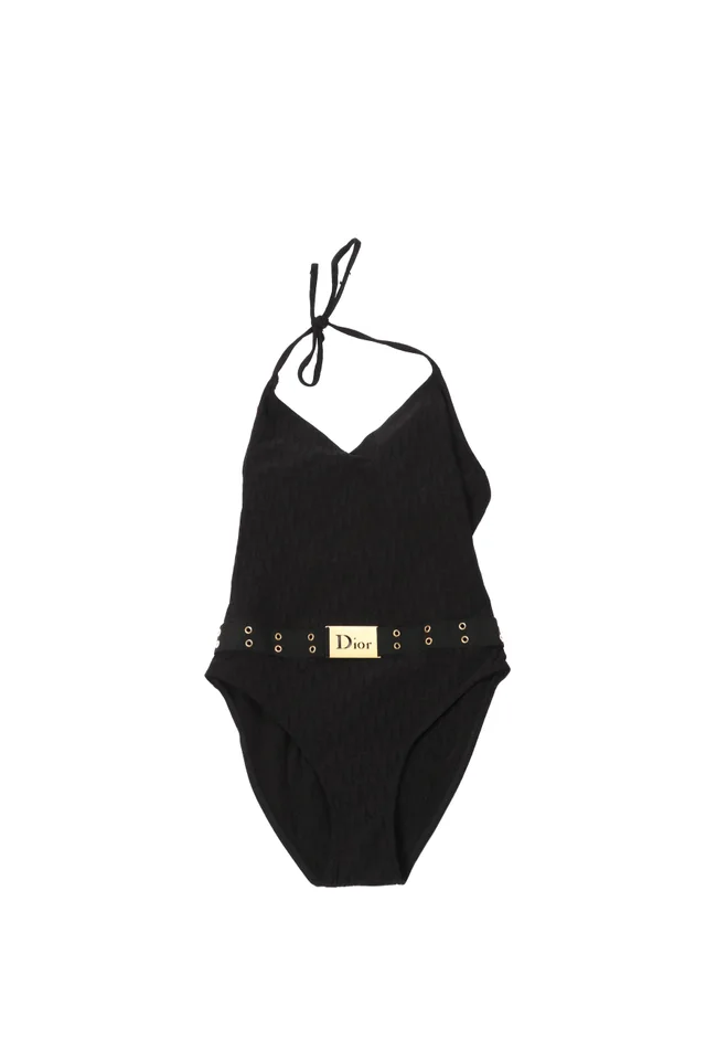 Dior Vintage Black Monogram Swimsuit FR 38 (UK 10) from Break Archive