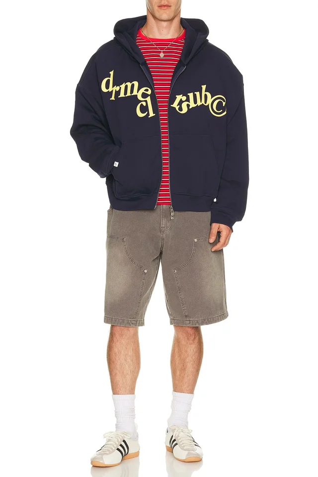 DRMERS CLUB Hanging Letters Zip Up Hoodie in Navy, photo 3 of 4 from REVOLVE (Canada)