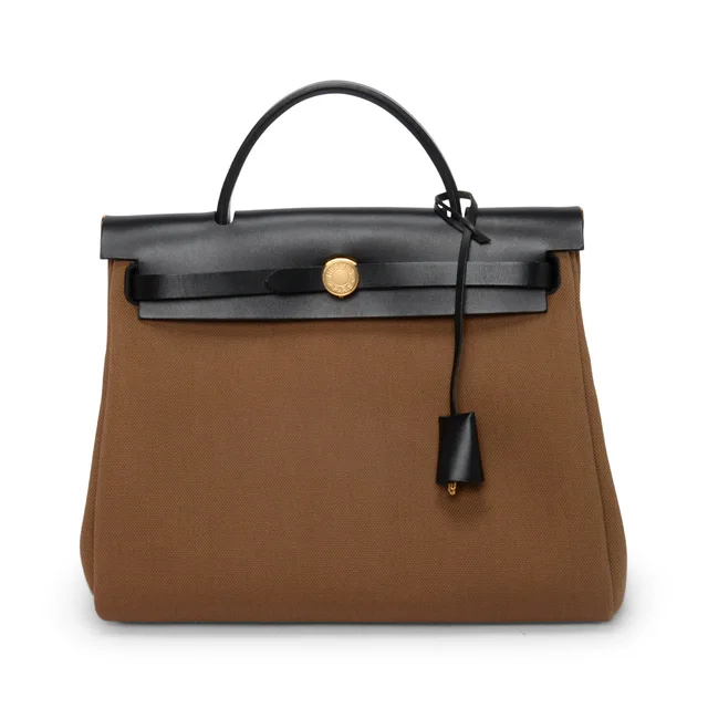 Hermès Military Canvas & Hunter Herbag Zip 31 in Alezan & Noir Canvas from Blue Spinach