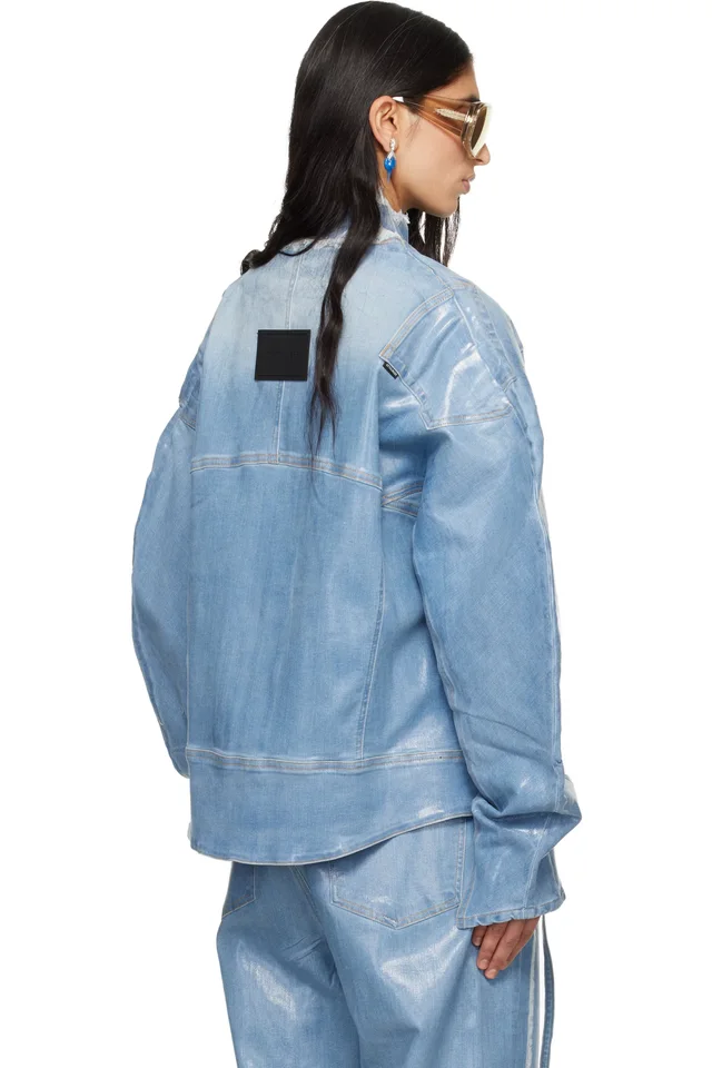 Ottolinger Blue Glazed Denim Zip Jacket, photo 3 of 4 from SSENSE