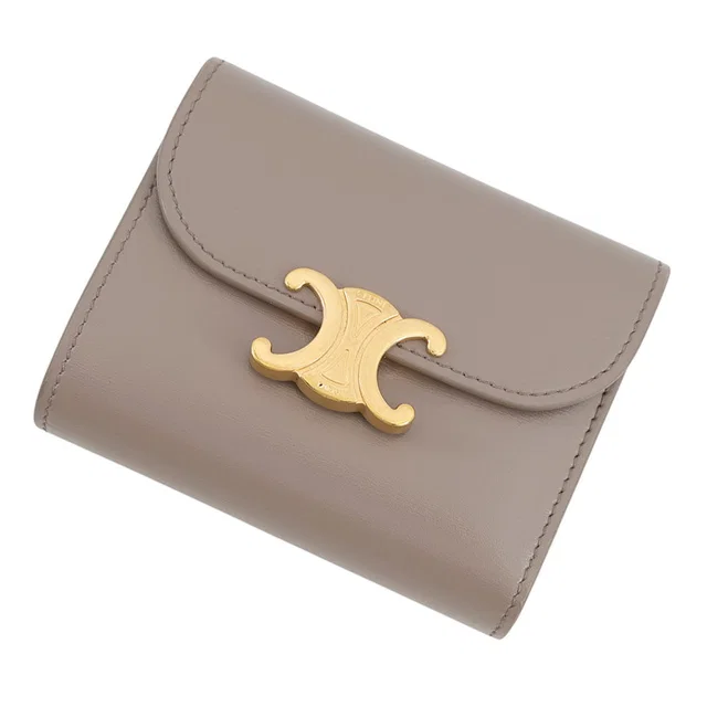 Celine Triomphe Flap Wallet Gray10D783 shiny calf from GALLERY RARE
