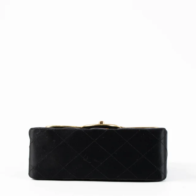 Chanel Vintage Black Satin Mini Square Classic Bag in Black Satin from Labellov, photo 5 of 7