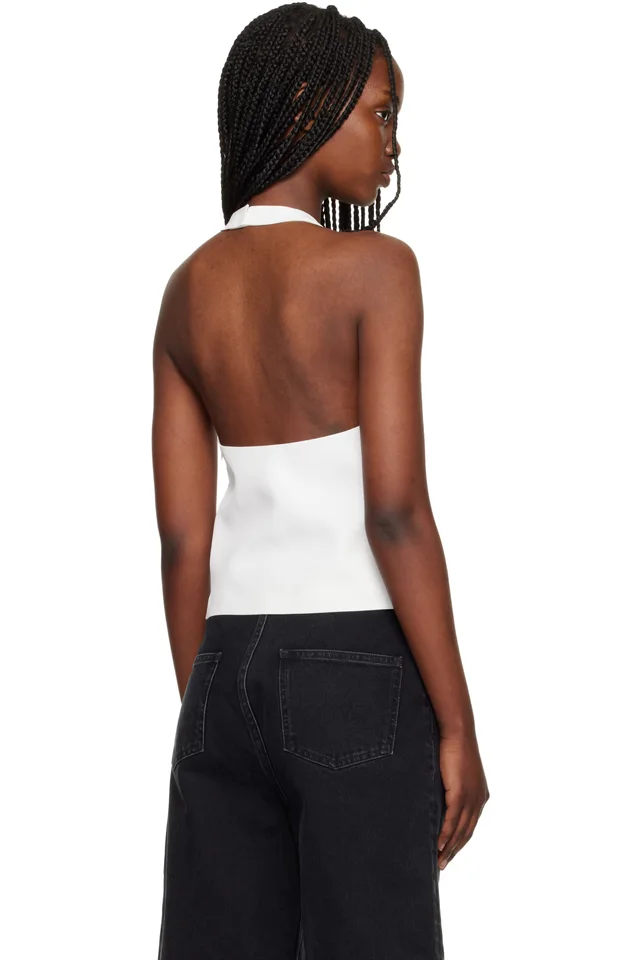 Loulou de Saison White Sami Halter Blouse, photo 3 of 4 from SSENSE