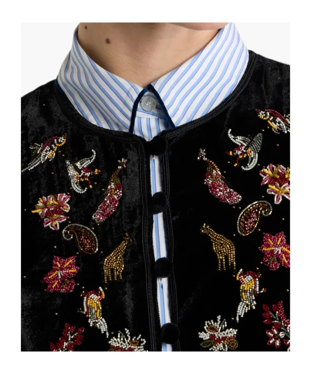 Etro CROPPED VELVET WAISTCOAT WITH EMBROIDERY AND BEADS, photo 4 of 5 from SENSER