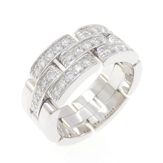 Cartier Maillon Panthere 750 White Gold Diamond Ring Size 53 in White from LuxUness