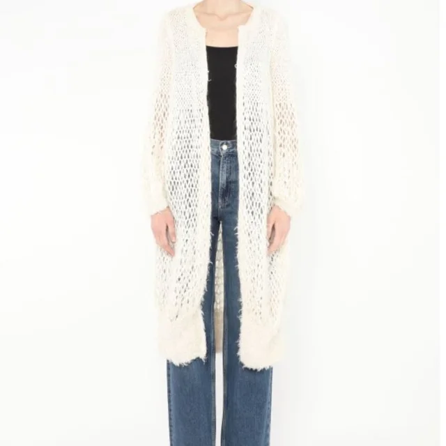 The Row Frayed Knit Duster Cardigan Xs Cream Silk Cashmere Mohair Authentic in White Silk from Poshmark