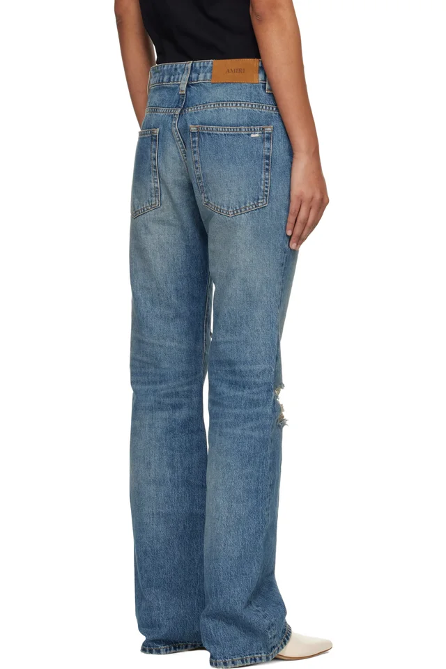 AMIRI Blue Slash Jeans, photo 3 of 4 from SSENSE