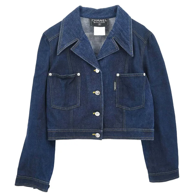 Chanel 1996 Single Breasted Denim Jacket Indigo #40 in Denim from AMORE Vintage Tokyo