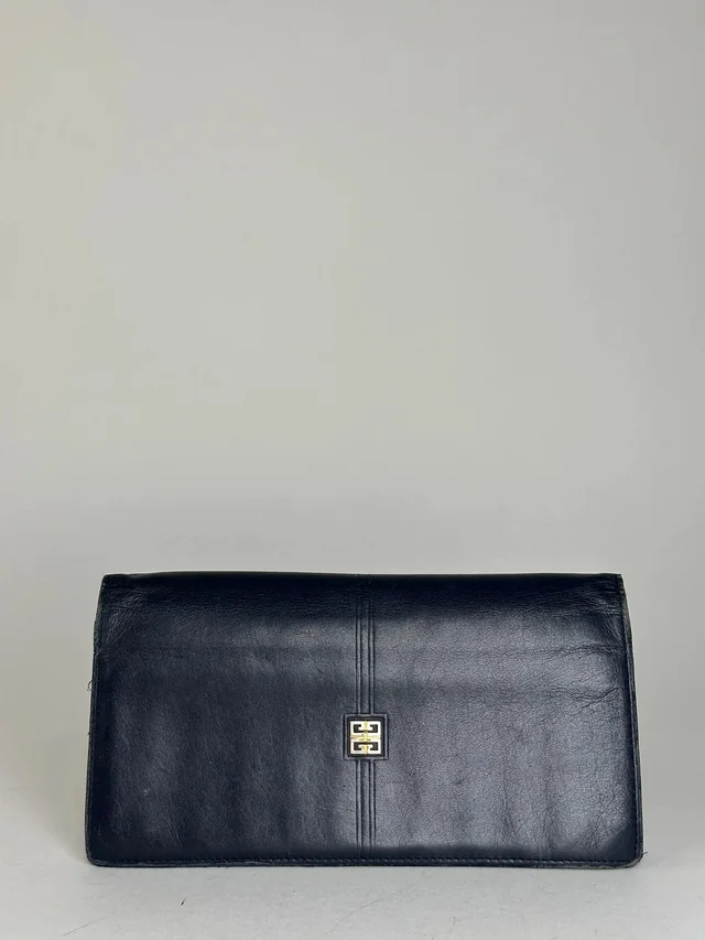 Givenchy Vintage Long Bifold Wallet Navy Leather in blue Leather from Grailed
