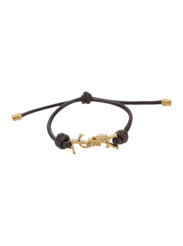 Saint Laurent Metal Buckle Leather Bracelet — Brown Bracelets in Brown Leather from HEWI, photo 2 of 2