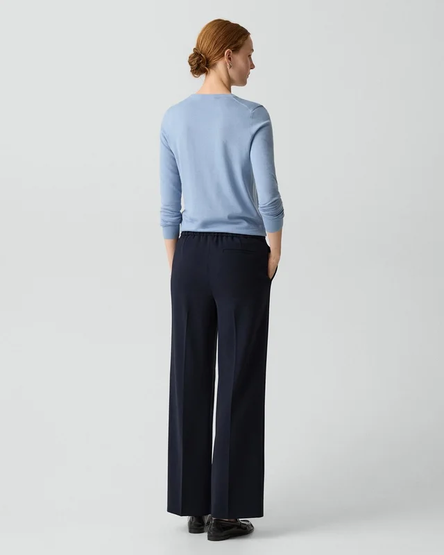 Theory Wide-Leg Pull-On Pant in Admiral Crepe, photo 4 of 6 from Theory