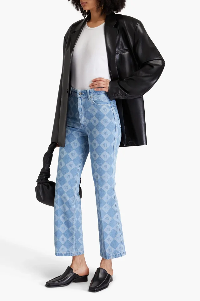Nanushka Zoey Logo-Print High-Rise Kick-Flare Jeans in Light denim, photo 2 of 4 from THE OUTNET