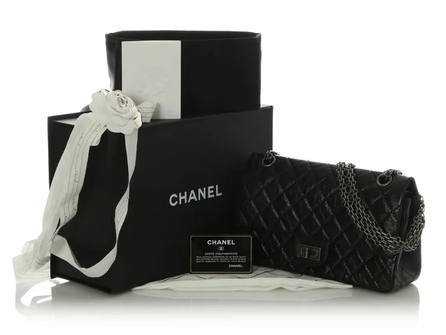 Chanel Quilted Distressed Calfskin Reissue 225 in Black Calfskin from Ann's Fabulous Finds, photo 2 of 10