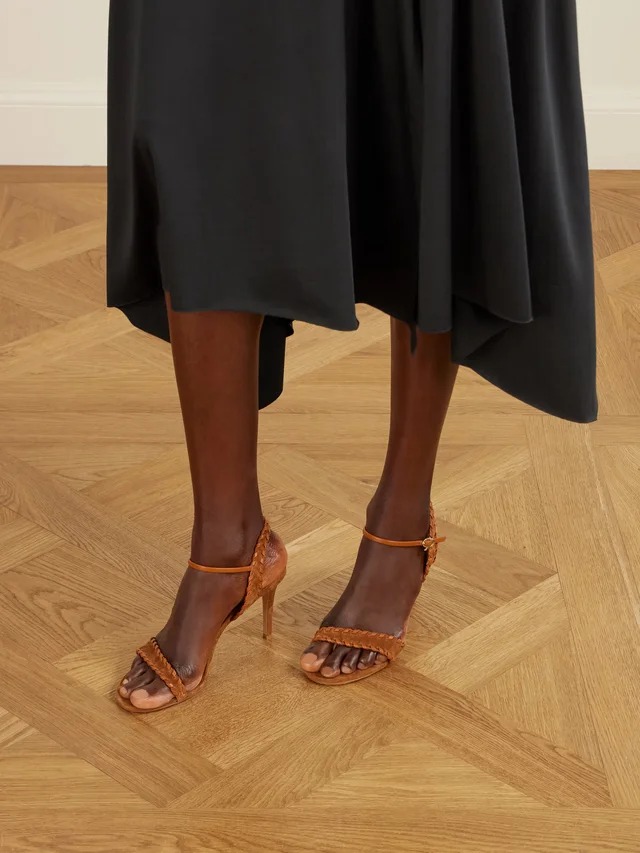 GIANVITO ROSSI 85 whipstitched leather-trimmed suede sandals in Beige, photo 2 of 2 from NET-A-PORTER (Canada)