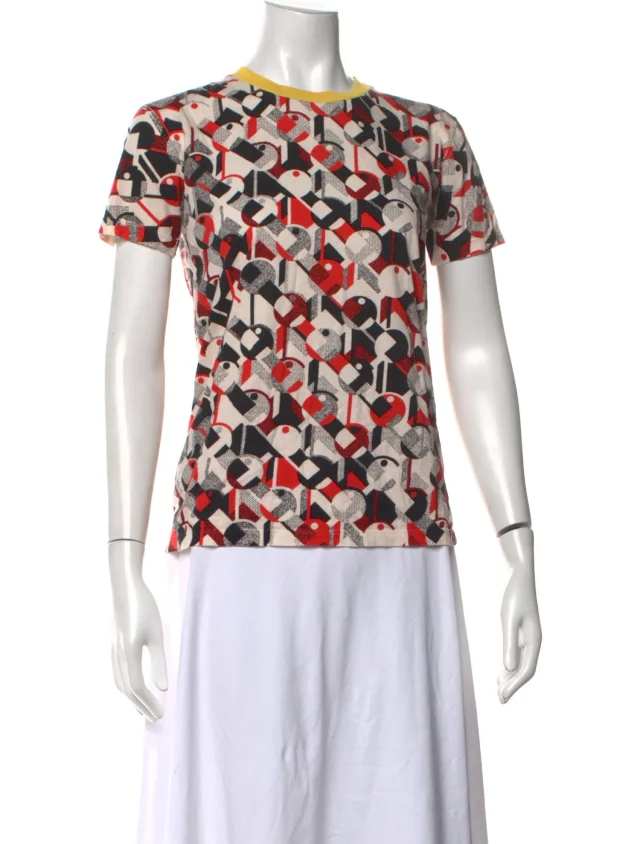 Prada 2014 Silk T-Shirt in black|red Silk from The RealReal