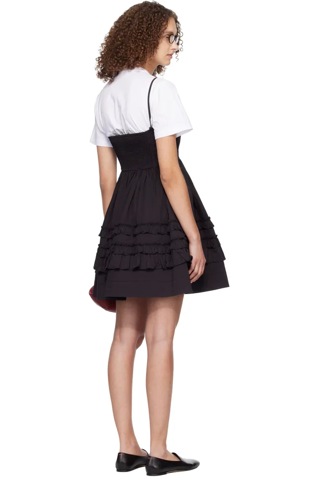 GANNI Black Frill Minidress, photo 3 of 4 from SSENSE